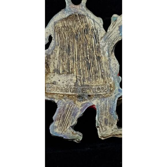 Vintage Phister Enterprises Santa Claus Pendant Enamel Christmas Jewelry Signed - Picture 6 of 10